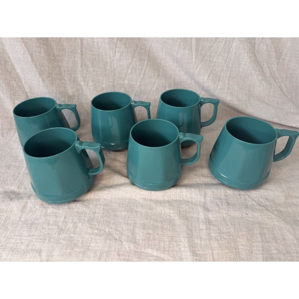 Vintage Dinex 8oz Insulated Cup Mug Teal Green Blue Lightweight Durable set of 6